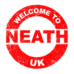 Sticker - Rubber Ink Stamp Welcome To Neath UK