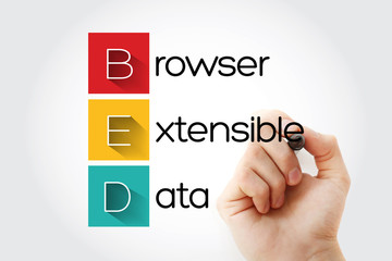 Poster - BED - Browser Extensible Data acronym with marker, technology concept background