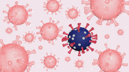 Coronavirus molecule on a light red background. Coronavirus dangerous flu