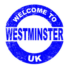 Wall Mural - Rubber Ink Stamp Welcome To Westminster UK