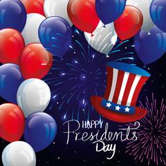 Canvas Print - happy presidents day with top hat and balloons helium