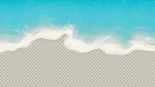 Top View Of Sea Waves Isolated On Transparent Background. Vector Illustration With Aerial View On Realistic Ocean Or Sea Waves With Foam.