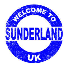 Sticker - Rubber Ink Stamp Welcome To Sunderland UK