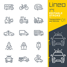 Lineo Editable Stroke - Transportation And Vehicles Outline Icons