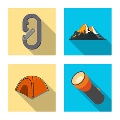 Wall Mural - Vector illustration of mountaineering and peak icon. Collection of mountaineering and camp vector icon for stock.