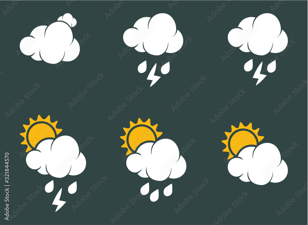 meteorological icons for weather forcast - obrazy, fototapety, plakaty 