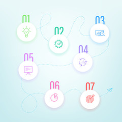 Poster - Business steps vector template with color icons. Analitics