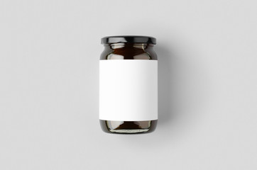 Wall Mural - Honey jar mockup with blank label.