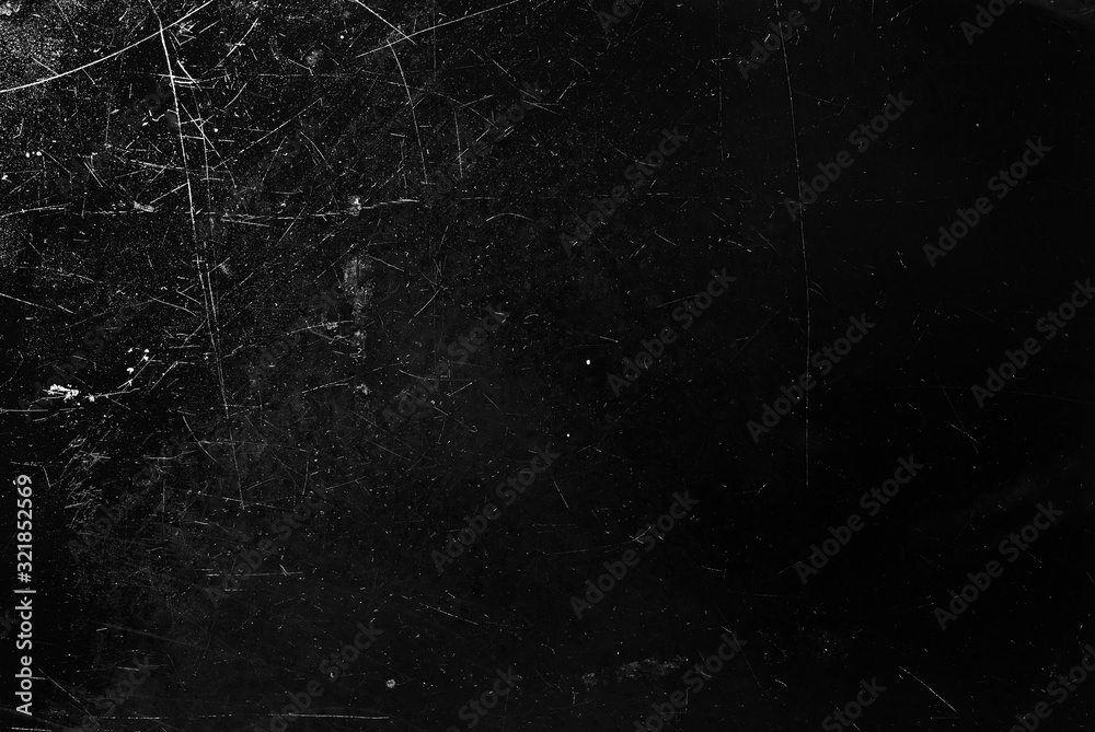 White scratches and dust on black background. Old dirty glass. - obrazy, fototapety, plakaty 