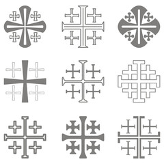 vector set with Jerusalem cross