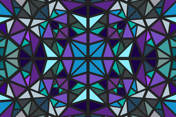 Poster - Geometrical round tiled mosaic pattern background - colorful psychedelic abstract vector graphic design from triangles