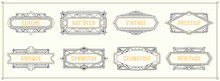 Art Deco Style Line Border And Frames, Decorative Geometric Ornament Set Label Vintage Vector Design Graphic Elements