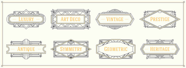Poster - Art deco style line border and frames, decorative geometric ornament set label vintage vector design graphic elements