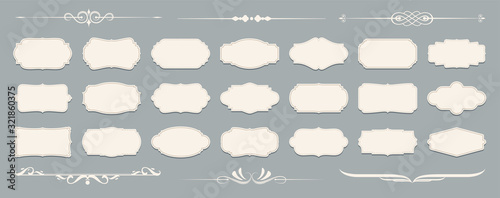 Set of luxury vintage frames, collection of retro labels, badges and banners vec Tableau sur Toile
