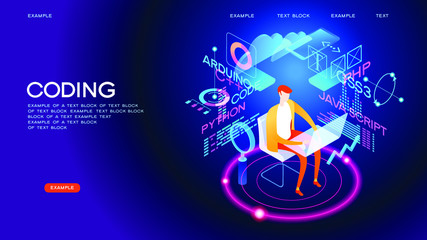 Canvas Print - Programming web banner. Best programming languages. Technology process of Software development
