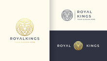 Gold Line Art Lion Logo Design