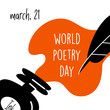 World poetry day, march 21. Vector illustration of inkwell and feather.