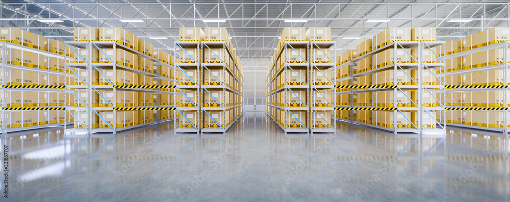 Warehouse or industry building interior. known as distribution center ...