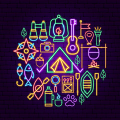 Wall Mural - Summer Camp Neon Concept