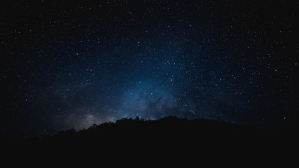 beautiful night sky with milky way between lot of star and meteor on february 2020