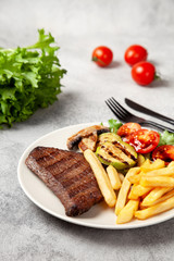 Sticker - beef steak with french fries