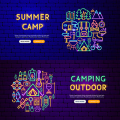 Canvas Print - Camping Neon Banners