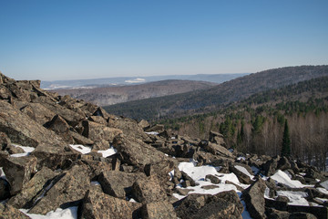 At the top of the Siberian volcano Karatag, the volcano is not active