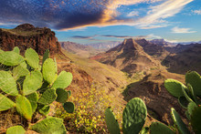 Mountains And Valleys Of Gran Canaria Island At Sunset, Spain