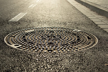 Closeup Of A Manhole Cover