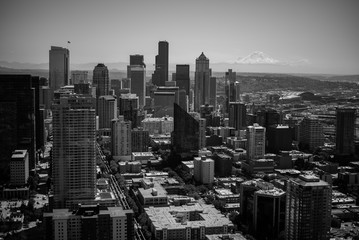 Seattle skyline black and white