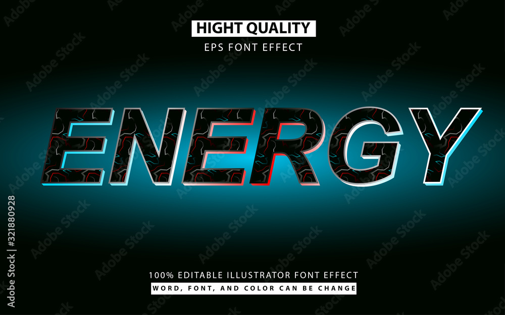 Energy Transfer Lettering Energy text effect style design concept with editable for change color ...