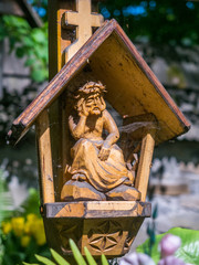 wooden statue of an angel