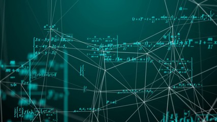 Wall Mural - mathematical formulas move in space, science and mathematical research and development concepts. vid