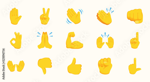 Cuadros en Lienzo All Hand Emojis Gestures Vector Icons Set