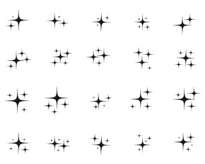 Wall Mural - vector set of different star sparkle icon. collection of star sparkles symbol, decoration twinkle, v