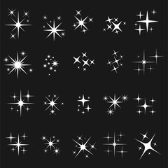 Wall Mural - vector set of different star sparkle icon. collection of star sparkles symbol, decoration twinkle, v