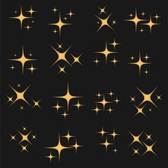Wall Mural - vector set of different star sparkle icon. collection of star sparkles symbol, decoration twinkle, v