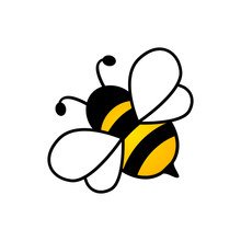 Lovely Simple Design Of A Yellow And Black Bee Vector Illustration On A White Background