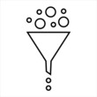 Filtering funnel lineicon. Multilple input object with standard filtered output. Vector Illustration