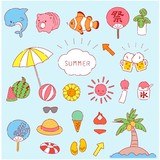 手書き風 可愛い夏素材のイラストセット Stock Vector Adobe Stock 手書き風 可愛い夏素材のイラストセット Stock Vector Adobe Stock