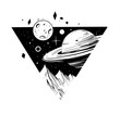 © aksol - Space landscape.Galaxy scene. Black vector illustration with transparent background. Great for print, tattoo flash