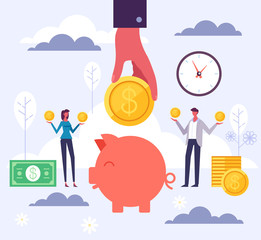 Wall Mural - Donate business money concept. Vector flat graphic design cartoon illustration