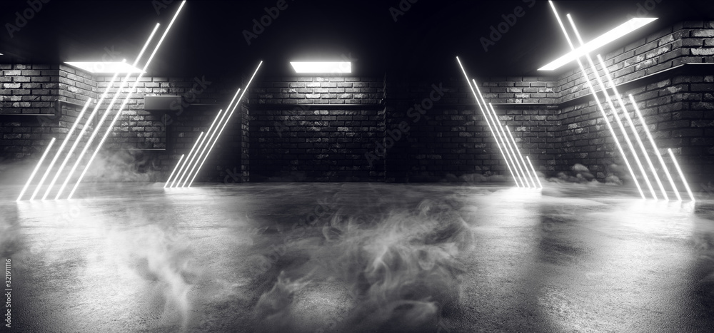 Smoke Modern Neon Laser Futuristic Sci Fi Brick Garage Grunge Concrete ...