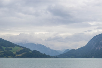 Wall Mural - view of alpine lake of Mondsee, Austria