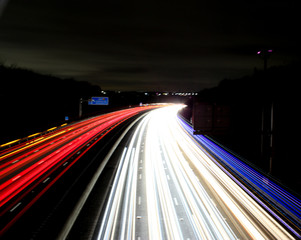 traffic in city at night