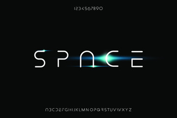 space, an abstract technology futuristic alphabet font. digital modern minimalist typography vector 