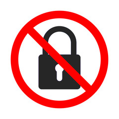 Canvas Print - lock is forbidden. red prohibition sign of lock.