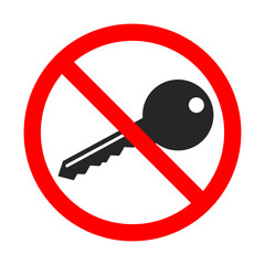 Sticker - No lock sign. Key is forbidden. Ban of key.