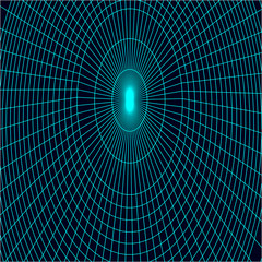 Poster - Abstract tunnel. Vector wormhole. 3D corridor mesh.