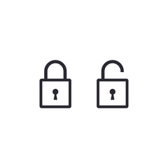 Fototapete - Lock Icon line set. Vector isolated flat design Padlock illustration.